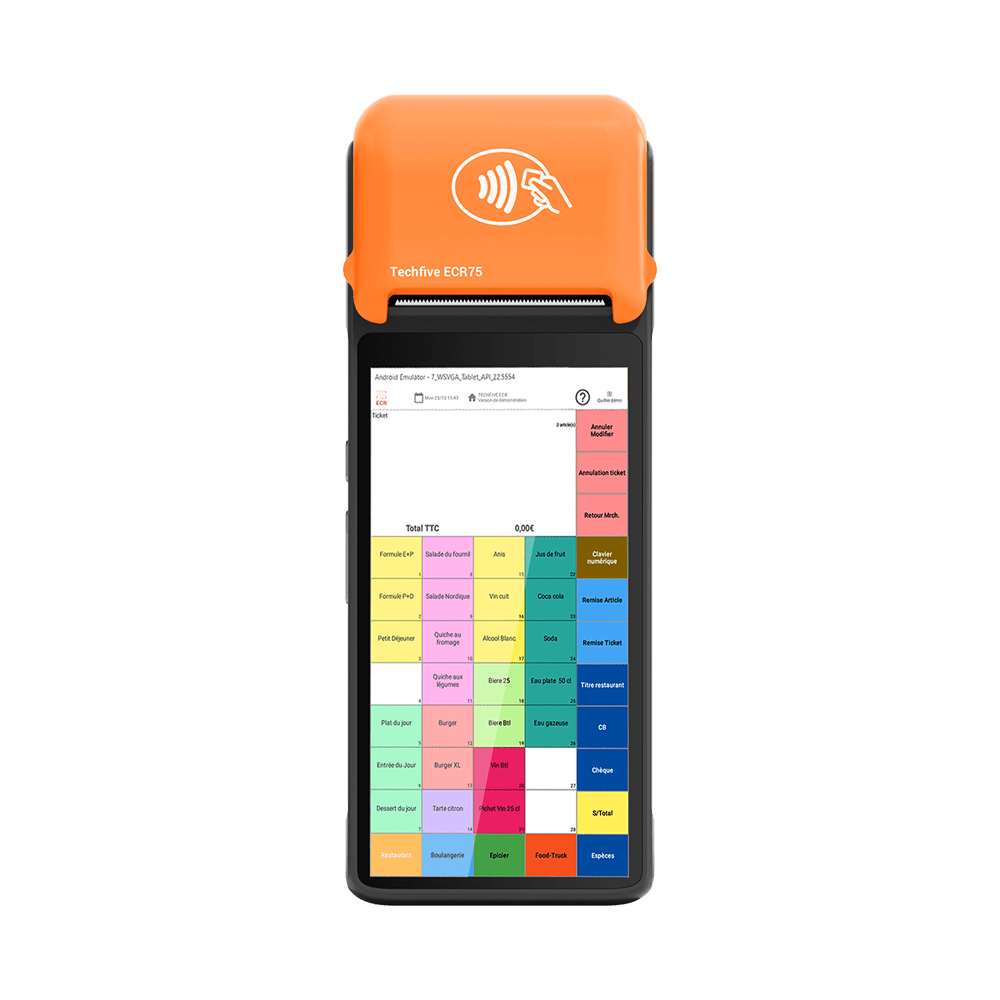 Caisse enregistreuse tactile Techfive ECR-75